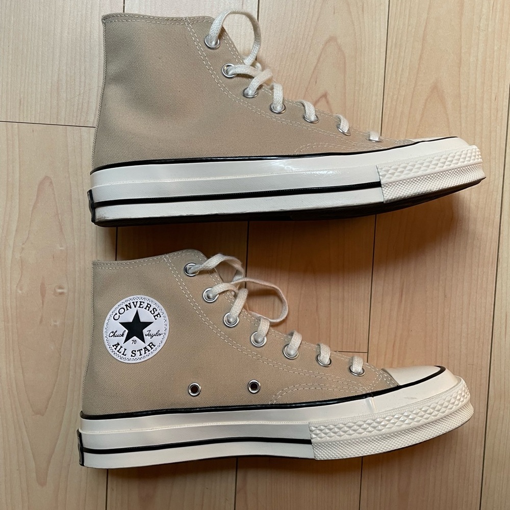 Converse High-Tops - Color: Oat Milk/Egret/Black - Neutral Sneakers -  All Star